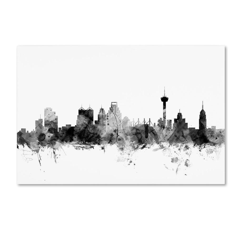 Michael Tompsett San Antonio Texas Skyline BandW Canvas Art 16 x 24 Image 1