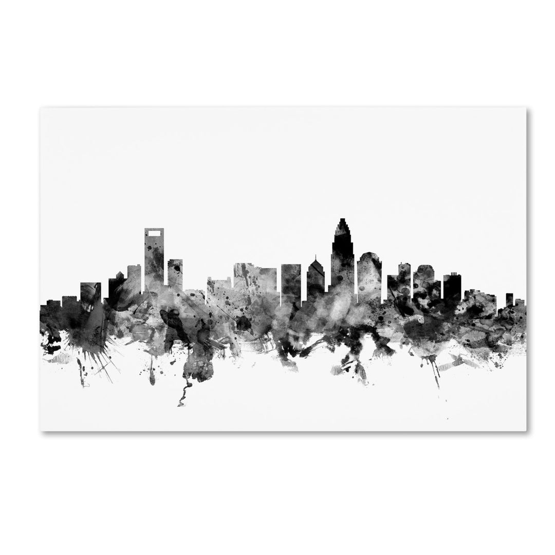 Michael Tompsett Charlotte NC Skyline BandW Canvas Art 16 x 24 Image 1