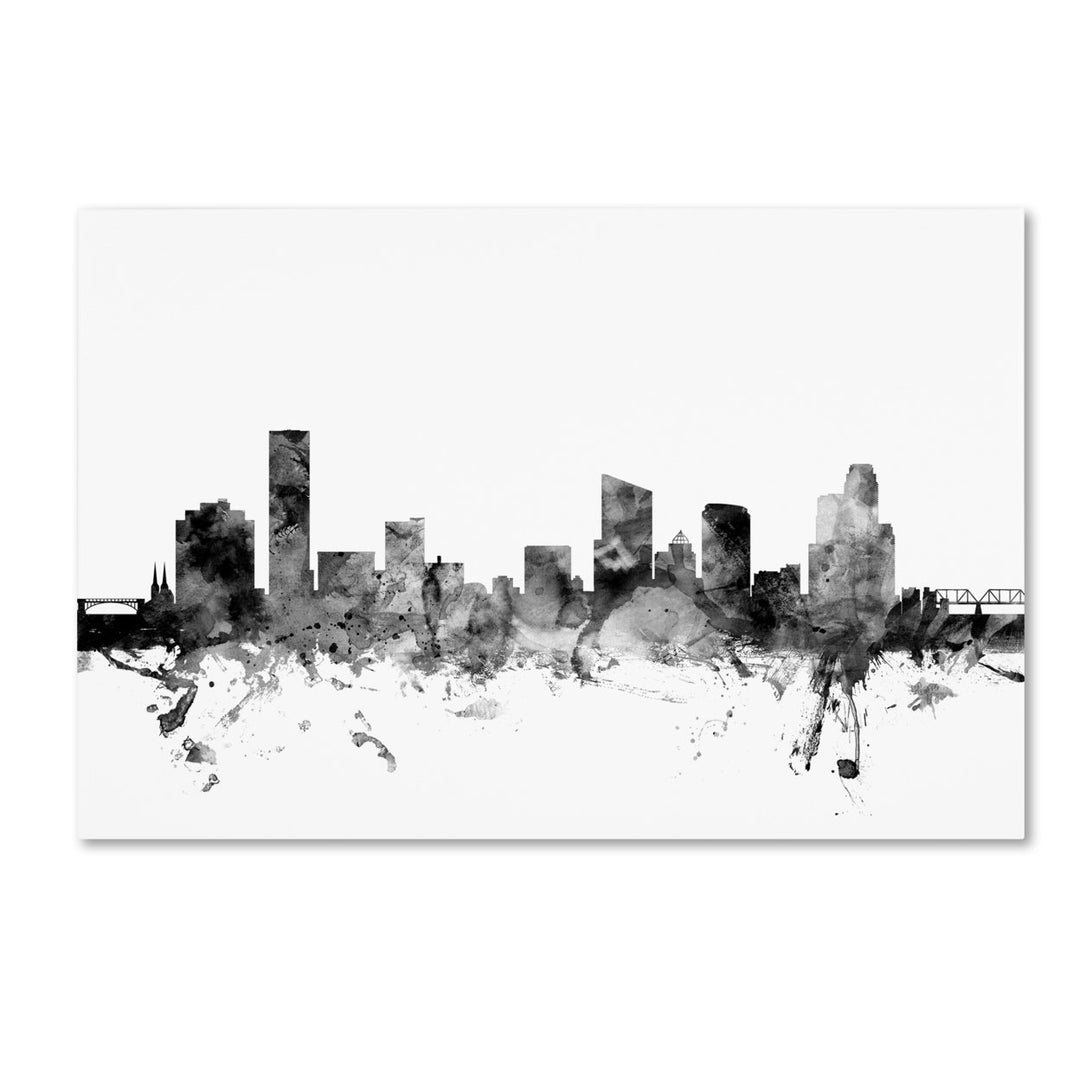 Michael Tompsett Grand Rapids MI Skyline BandW Canvas Art 16 x 24 Image 1