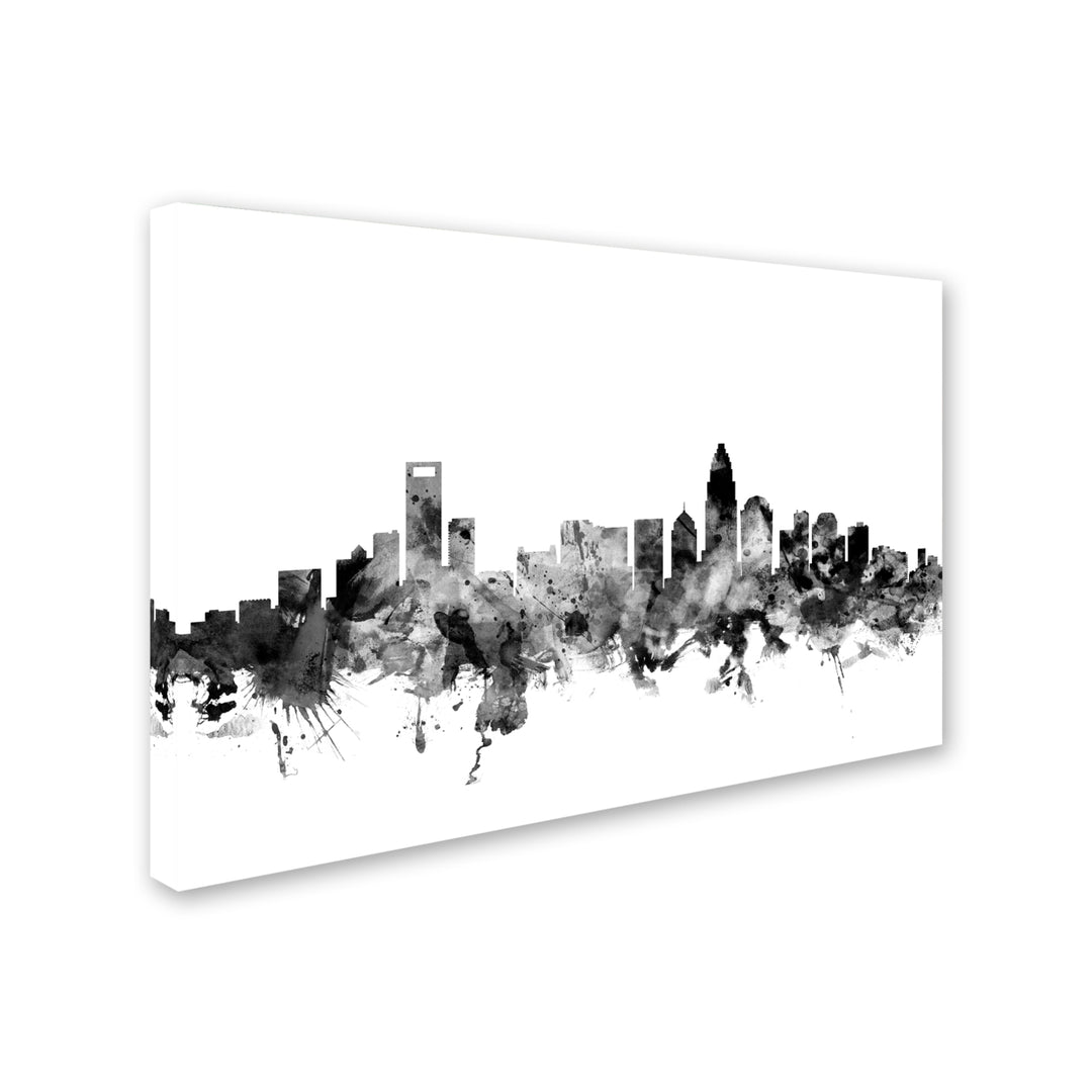 Michael Tompsett Charlotte NC Skyline BandW Canvas Art 16 x 24 Image 2