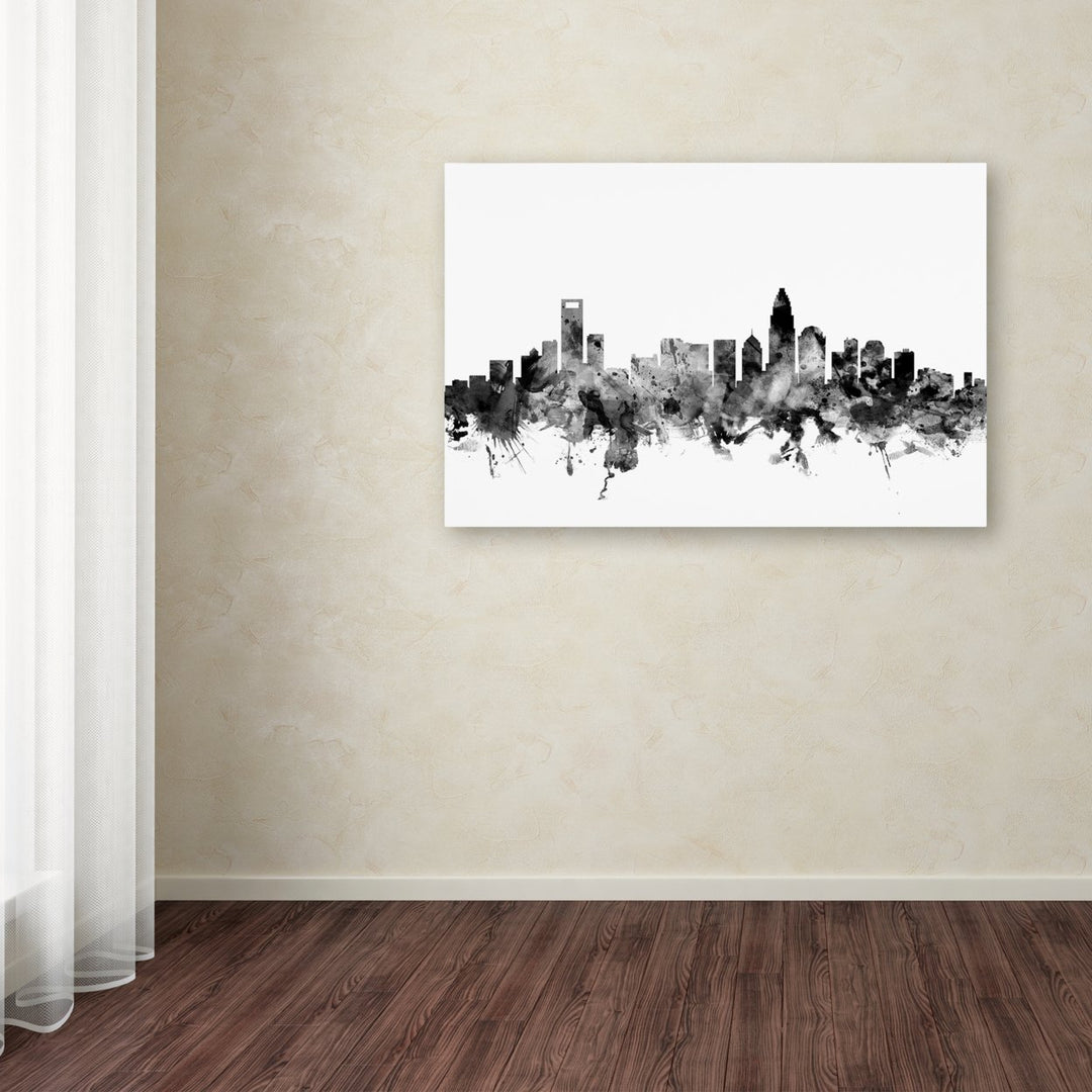 Michael Tompsett Charlotte NC Skyline BandW Canvas Art 16 x 24 Image 3