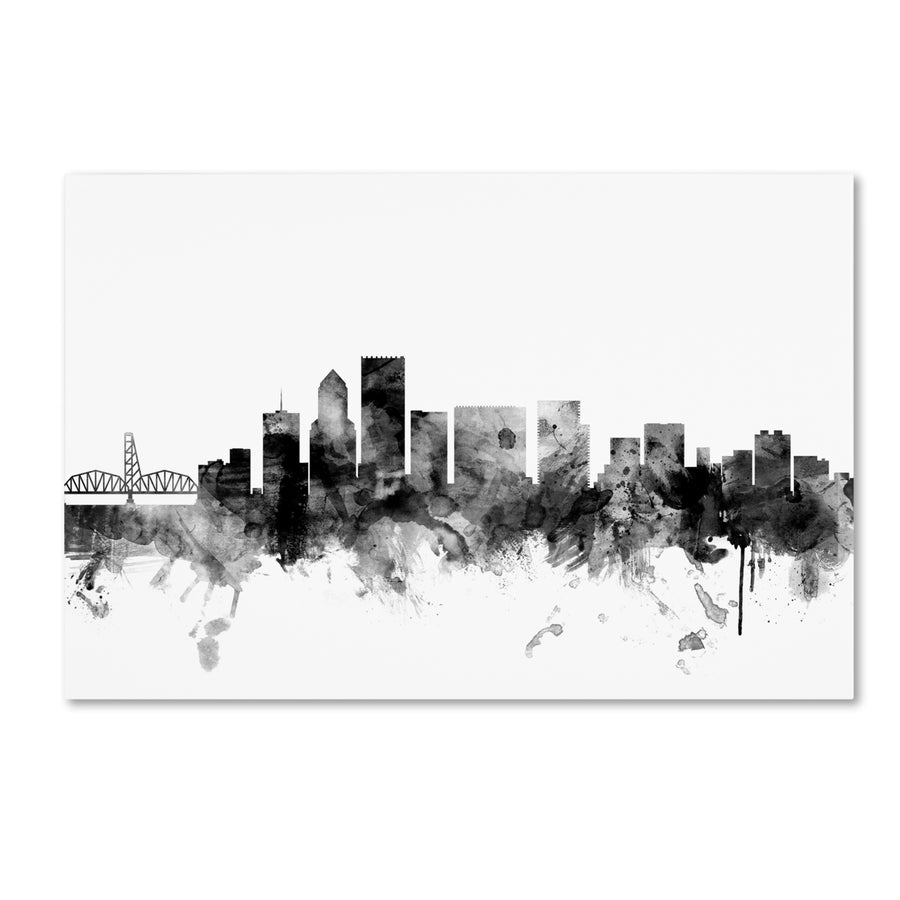 Michael Tompsett Portland Oregon Skyline BandW Canvas Art 16 x 24 Image 1