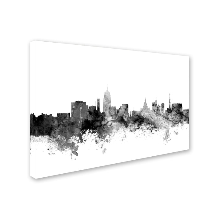 Michael Tompsett Lansing Michigan Skyline BandW Canvas Art 16 x 24 Image 2