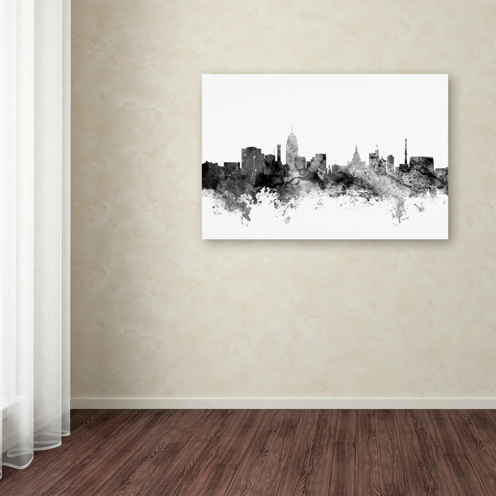 Michael Tompsett Lansing Michigan Skyline BandW Canvas Art 16 x 24 Image 3