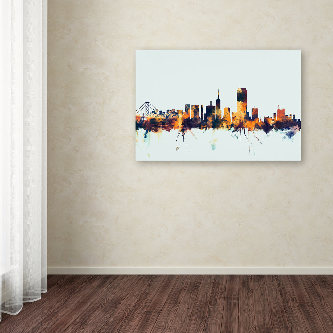 Michael Tompsett San Francisco Skyline Blue Canvas Art 16 x 24 Image 3