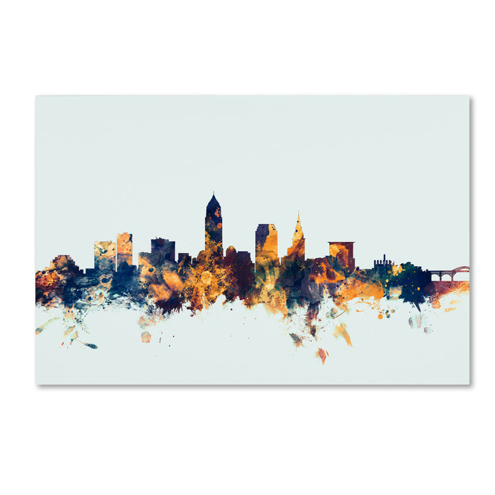 Michael Tompsett Cleveland Ohio Skyline Blue Canvas Art 16 x 24 Image 1