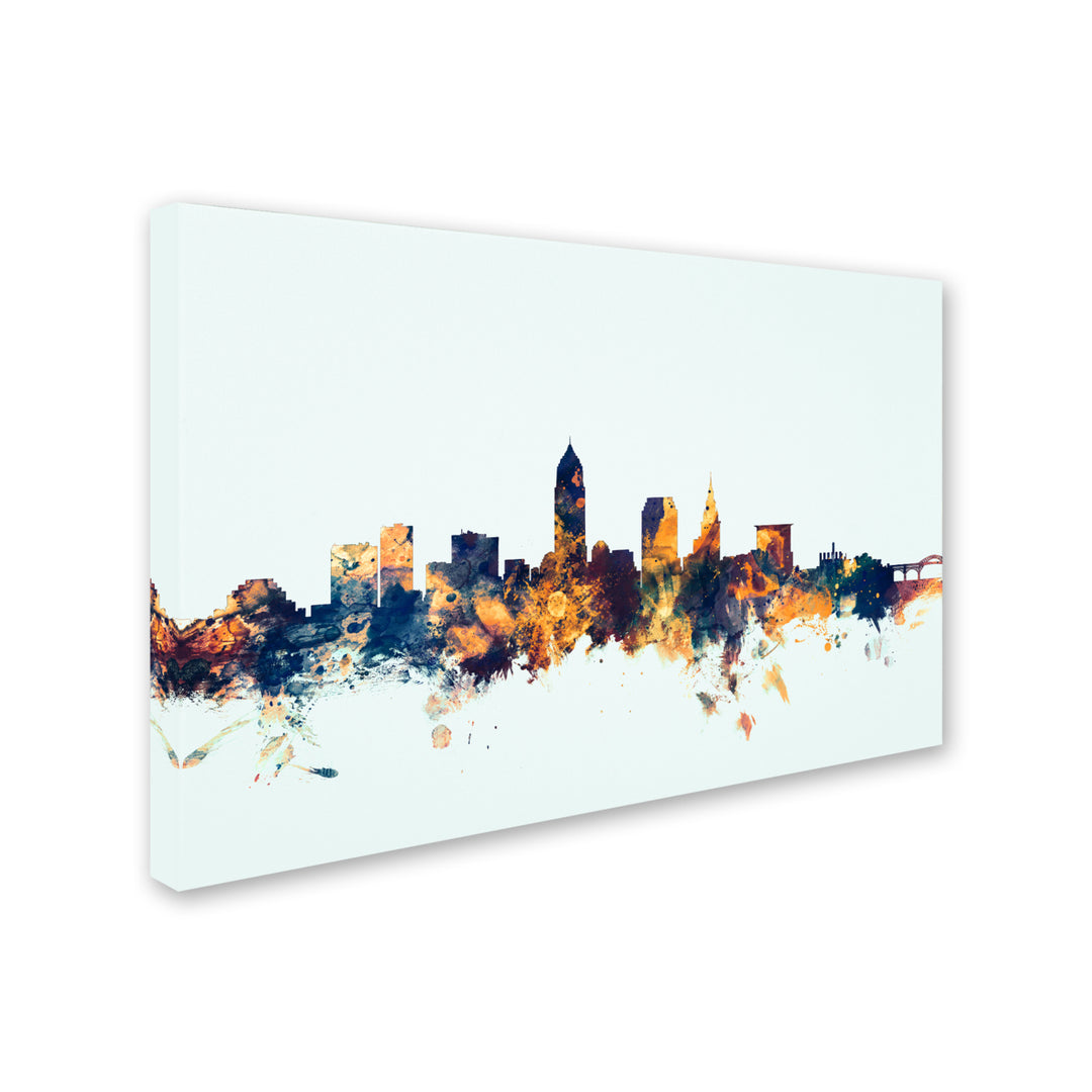 Michael Tompsett Cleveland Ohio Skyline Blue Canvas Art 16 x 24 Image 2