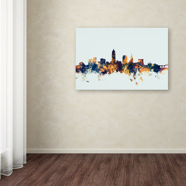 Michael Tompsett Cleveland Ohio Skyline Blue Canvas Art 16 x 24 Image 3