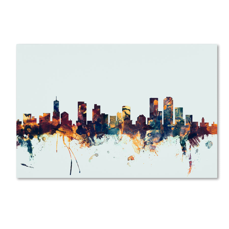 Michael Tompsett Denver Colorado Skyline Blue Canvas Art 16 x 24 Image 1