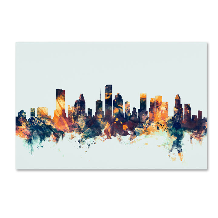 Michael Tompsett Houston Texas Skyline Blue Canvas Art 16 x 24 Image 1