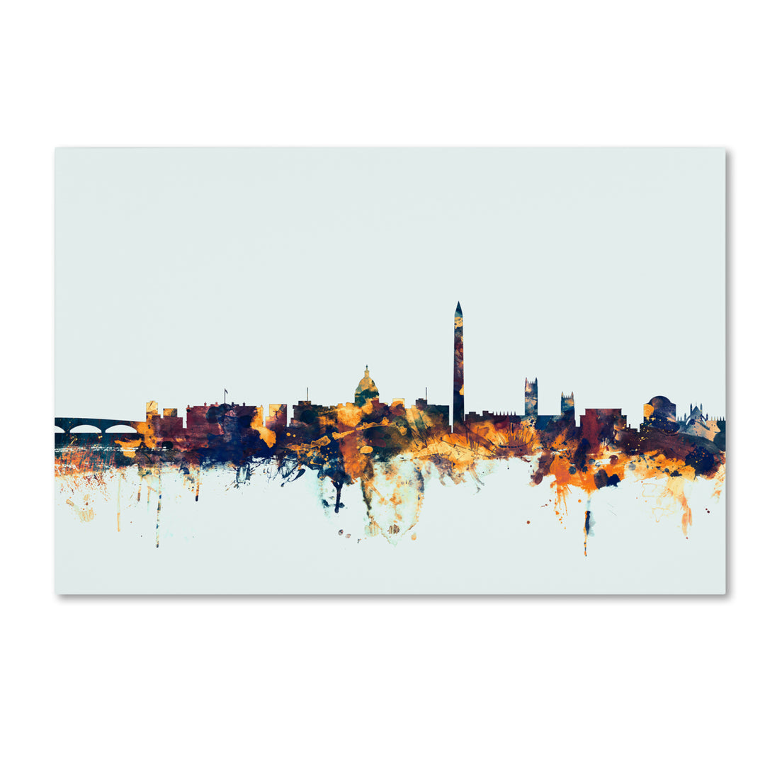 Michael Tompsett Washington DC Skyline Blue Canvas Art 16 x 24 Image 1