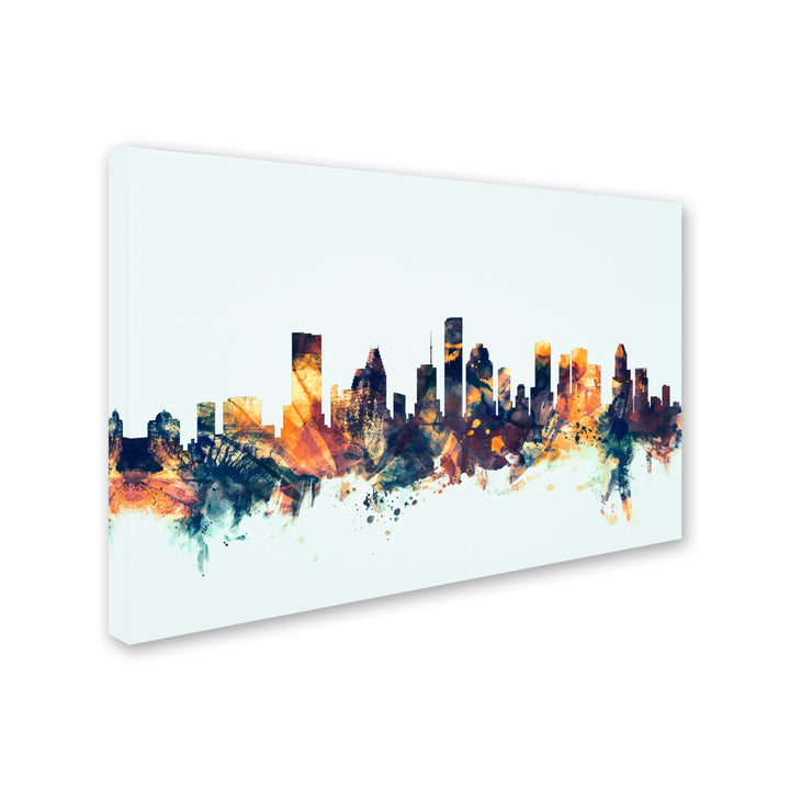 Michael Tompsett Houston Texas Skyline Blue Canvas Art 16 x 24 Image 2