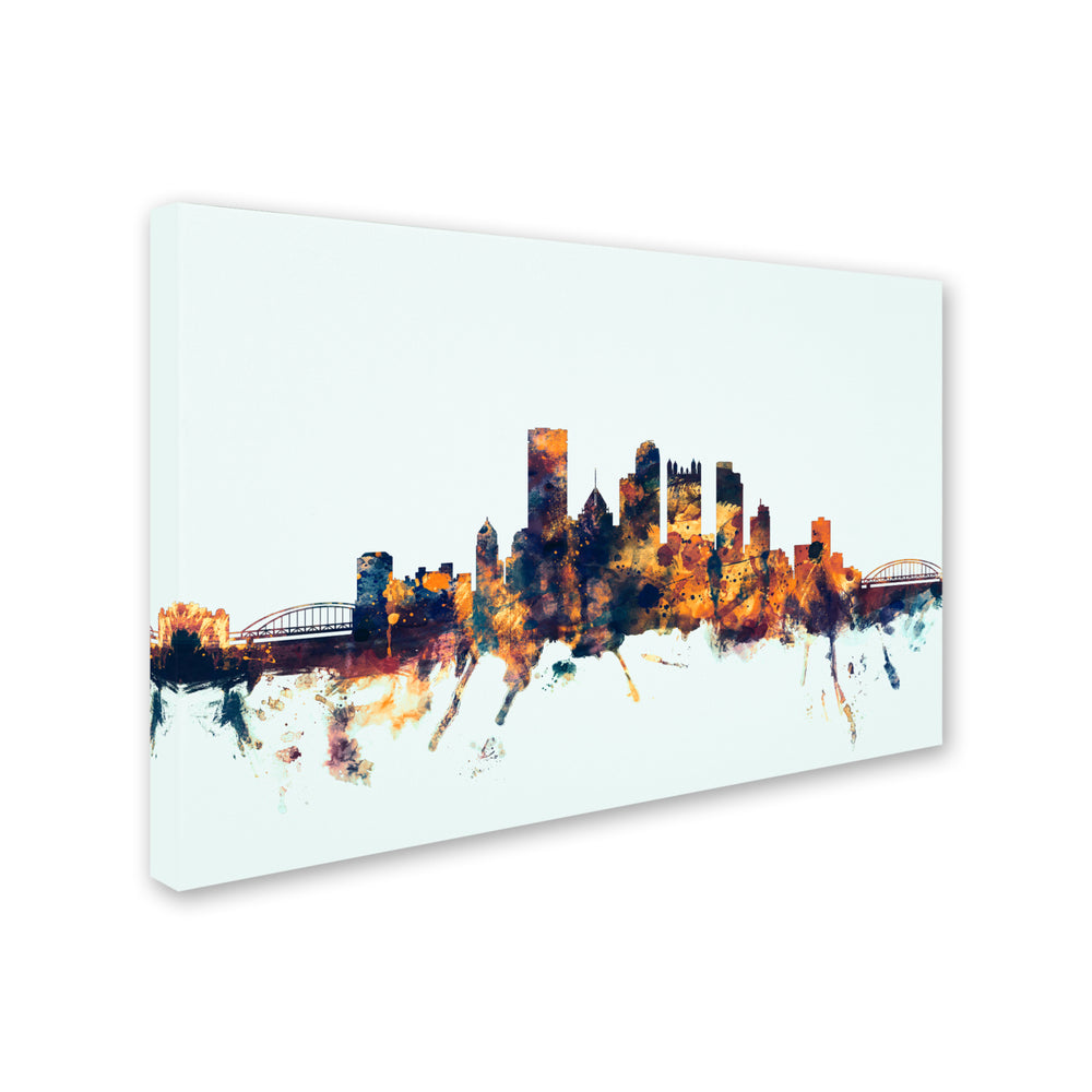 Michael Tompsett Pittsburgh PA Skyline Blue Canvas Art 16 x 24 Image 2