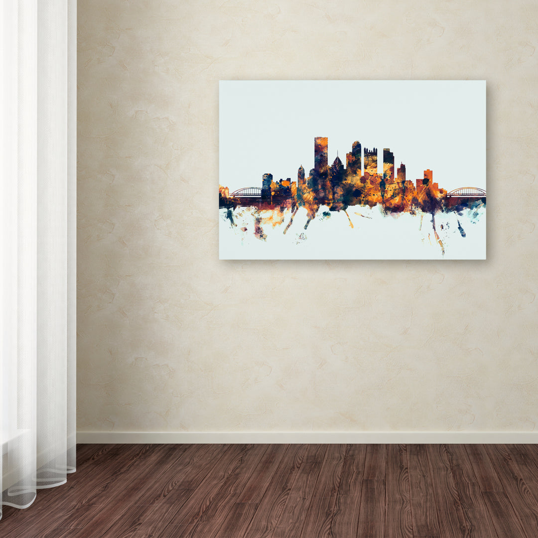 Michael Tompsett Pittsburgh PA Skyline Blue Canvas Art 16 x 24 Image 3