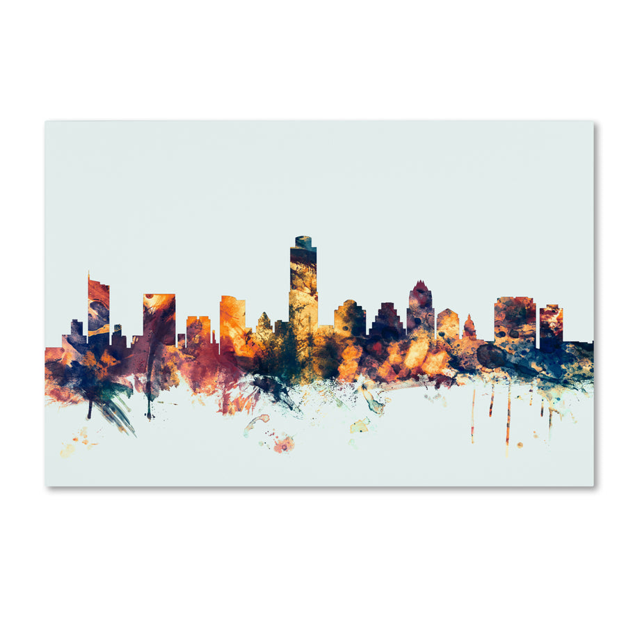 Michael Tompsett Austin Texas Skyline Blue Canvas Art 16 x 24 Image 1