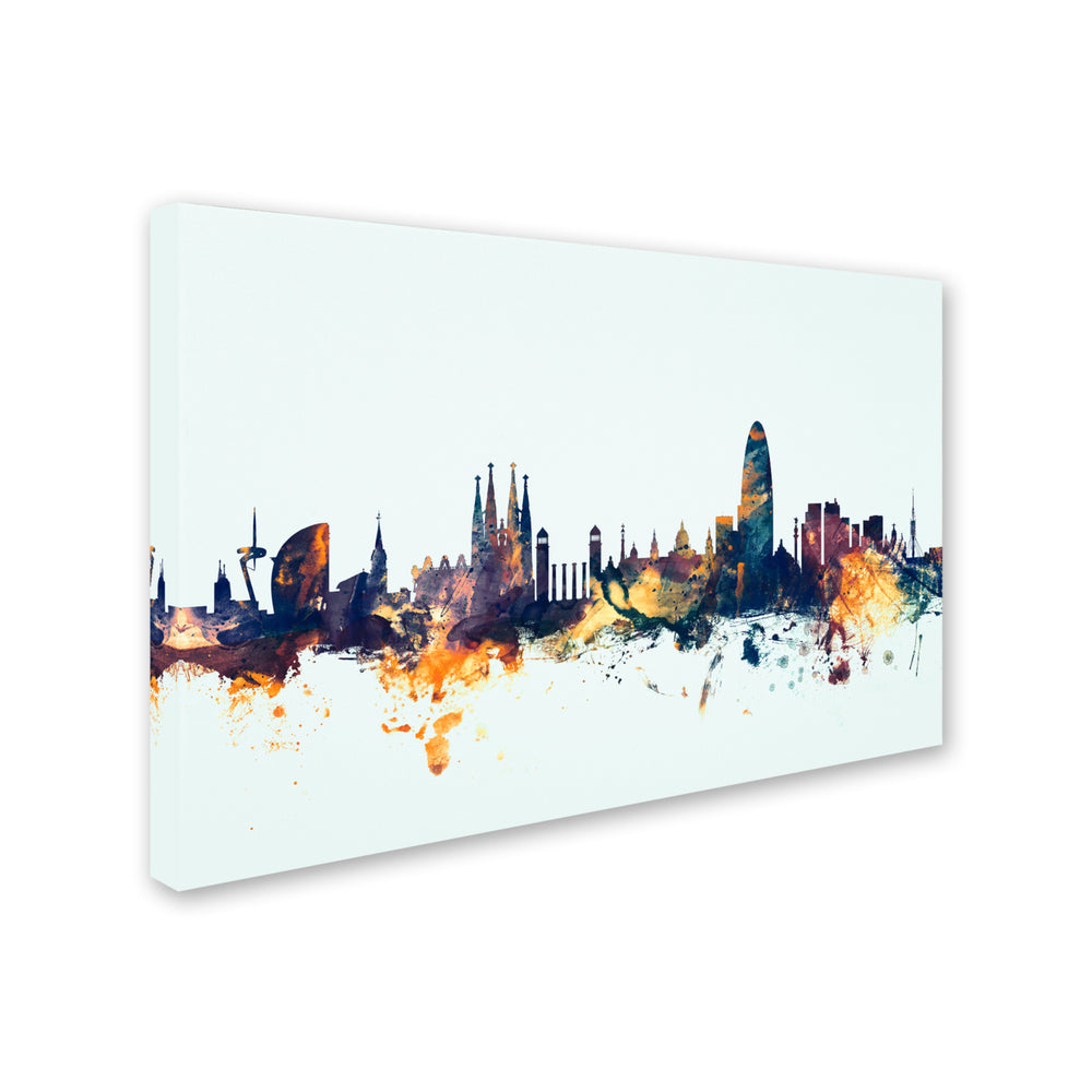 Michael Tompsett Barcelona Spain Skyline Blue Canvas Art 16 x 24 Image 2