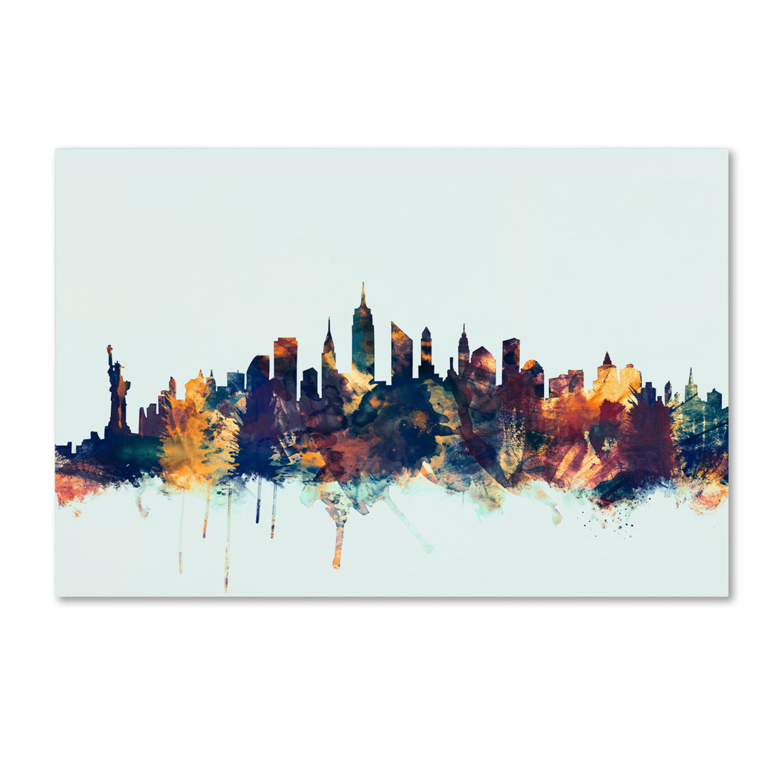 Michael Tompsett  York City Skyline Blue Canvas Art 16 x 24 Image 1