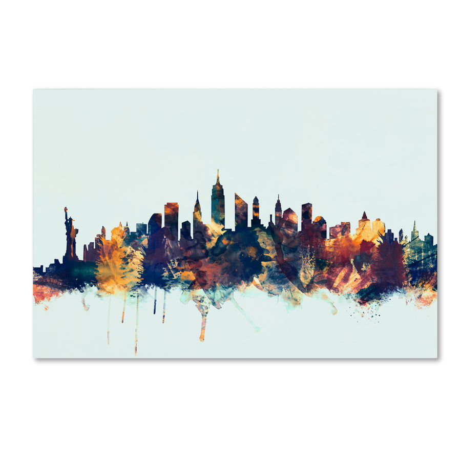 Michael Tompsett York City Skyline Blue Canvas Art 16 x 24 Image 1