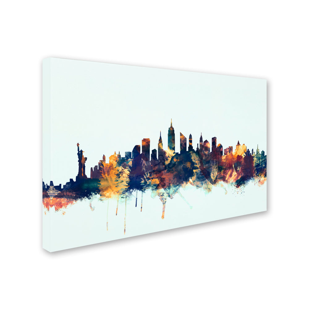 Michael Tompsett York City Skyline Blue Canvas Art 16 x 24 Image 2