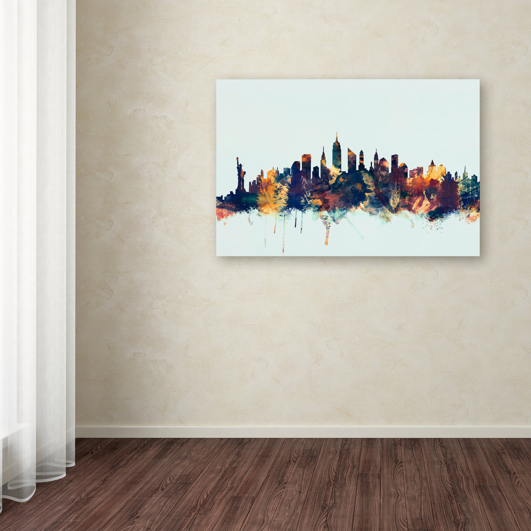 Michael Tompsett  York City Skyline Blue Canvas Art 16 x 24 Image 3
