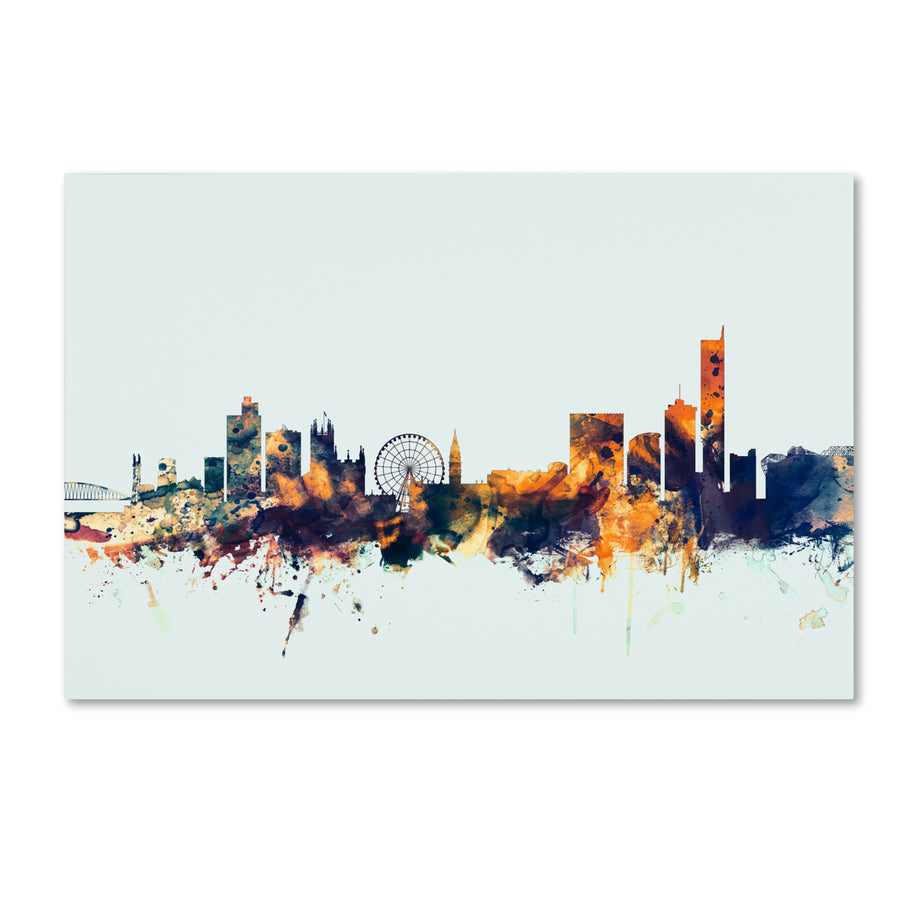 Michael Tompsett Manchester Skyline Blue Canvas Art 16 x 24 Image 1