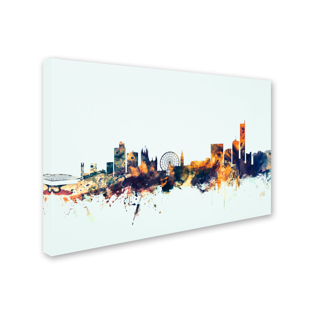 Michael Tompsett Manchester Skyline Blue Canvas Art 16 x 24 Image 2