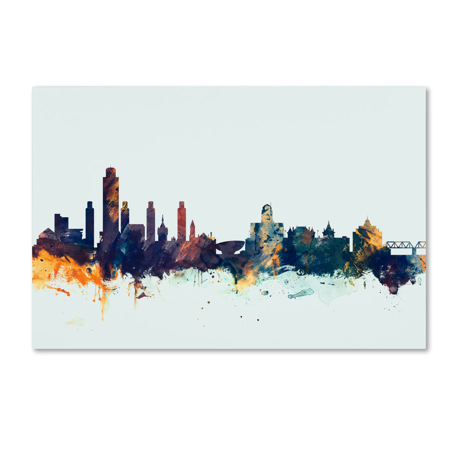 Michael Tompsett Albany  York Skyline Blue Canvas Art 16 x 24 Image 1