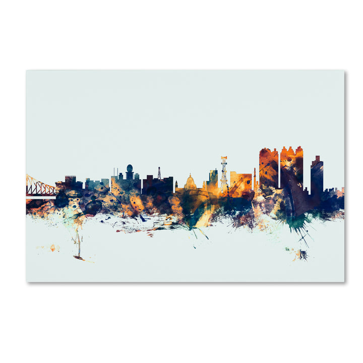 Michael Tompsett Calcutta India Skyline Blue Canvas Art 16 x 24 Image 1