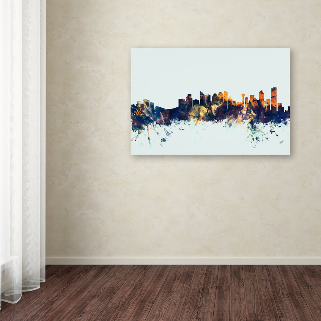 Michael Tompsett Calgary Canada Skyline Blue Canvas Art 16 x 24 Image 3