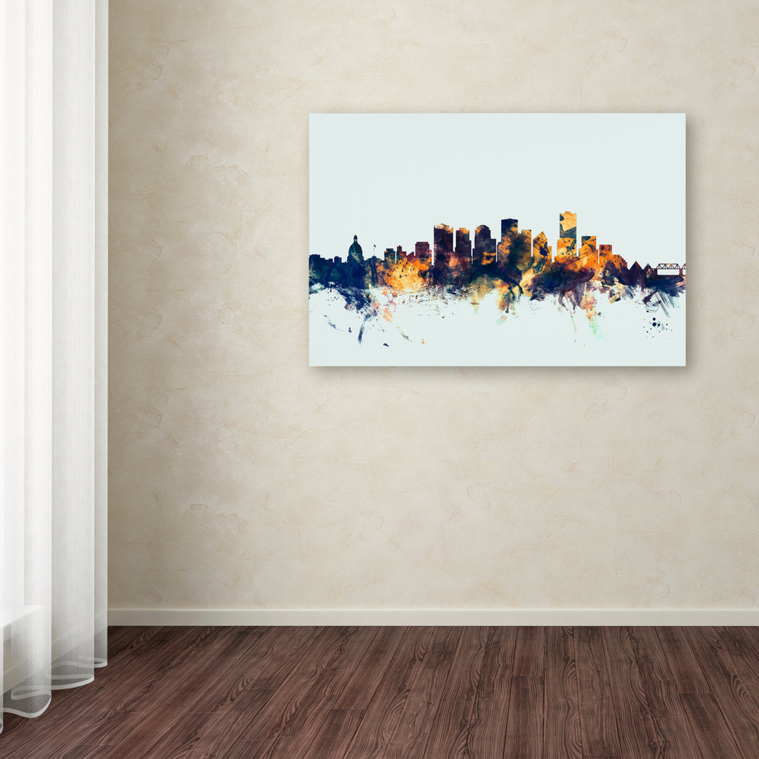 Michael Tompsett Edmonton Canada Skyline Blue Canvas Art 16 x 24 Image 3