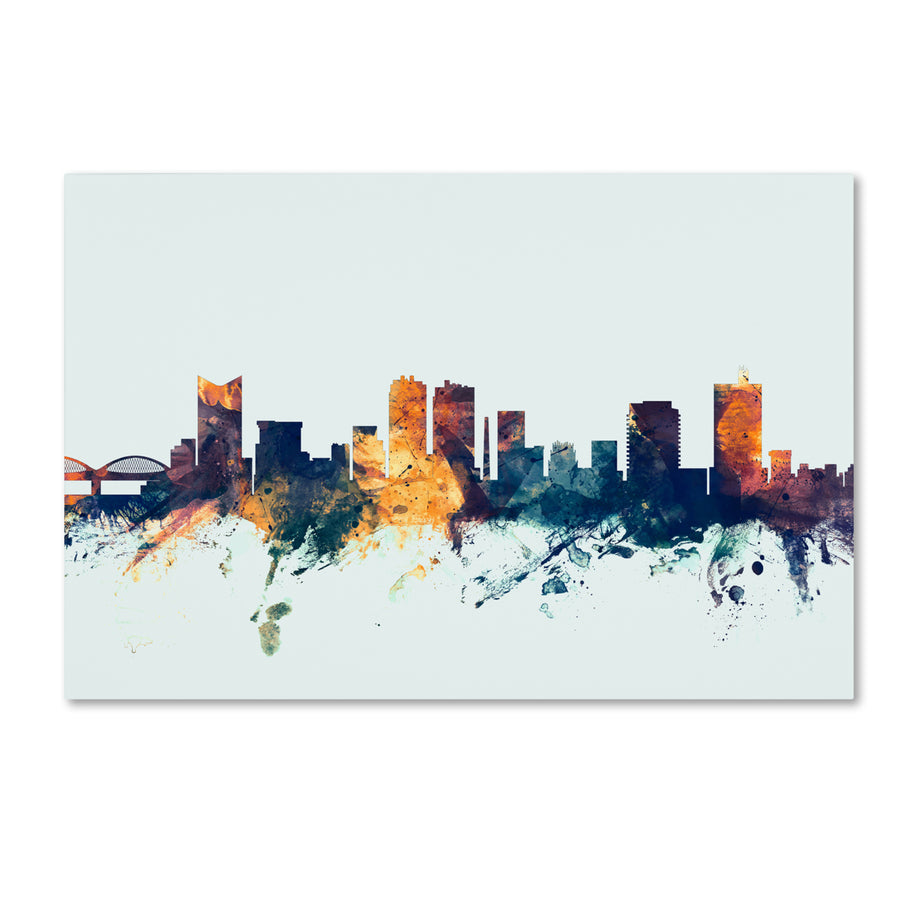 Michael Tompsett Fort Worth Texas Skyline Blue Canvas Art 16 x 24 Image 1