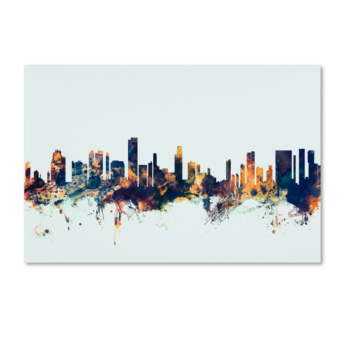 Michael Tompsett Honolulu Hawaii Skyline Blue Canvas Art 16 x 24 Image 1