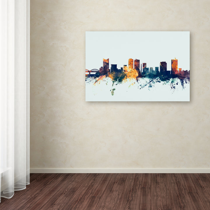 Michael Tompsett Fort Worth Texas Skyline Blue Canvas Art 16 x 24 Image 3