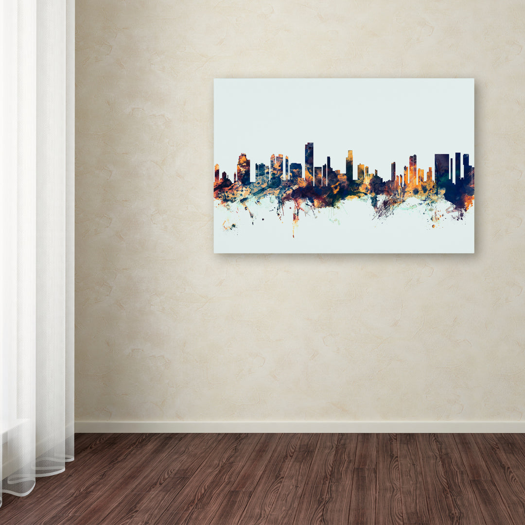 Michael Tompsett Honolulu Hawaii Skyline Blue Canvas Art 16 x 24 Image 3