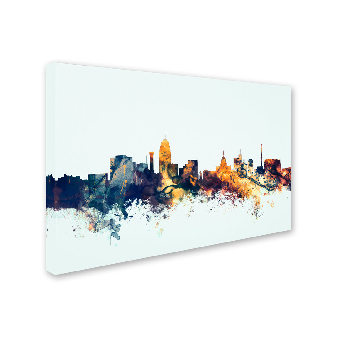 Michael Tompsett Lansing Michigan Skyline Blue Canvas Art 16 x 24 Image 2