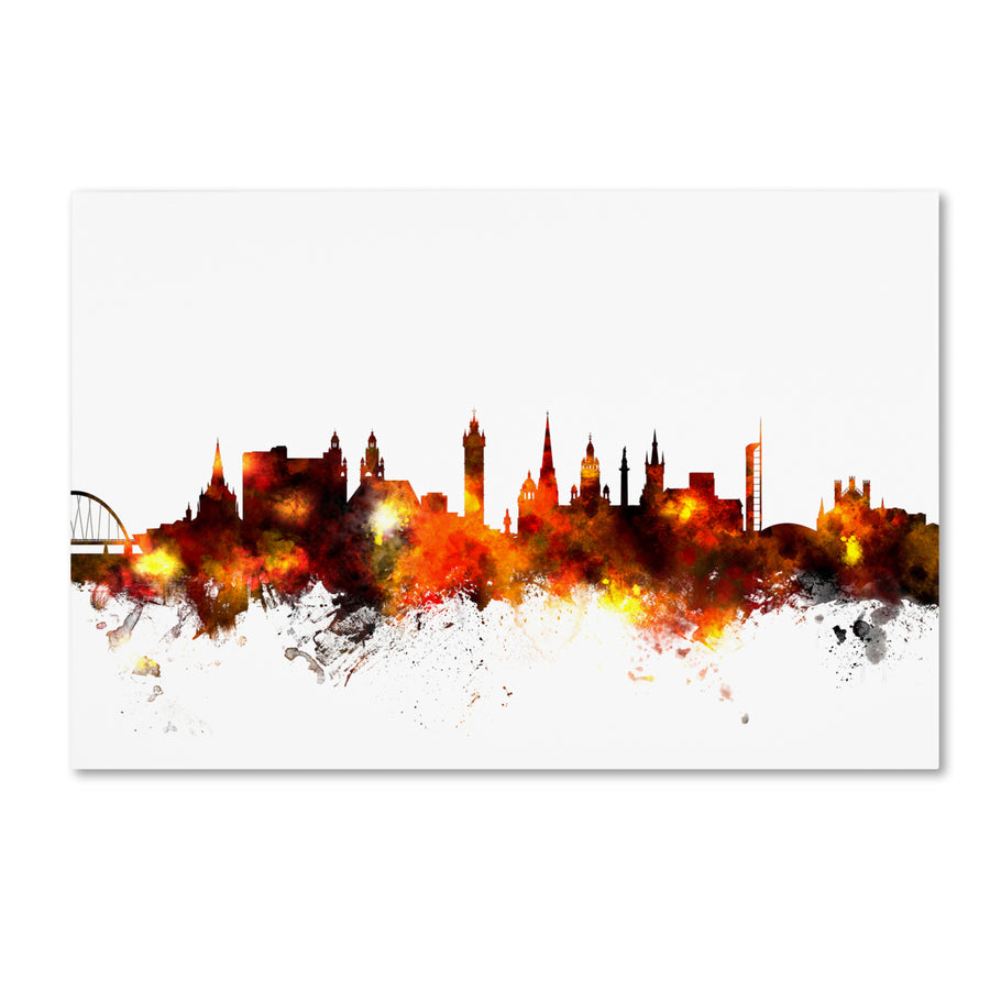 Michael Tompsett Glasgow Scotland Skyline Red Canvas Art 16 x 24 Image 1