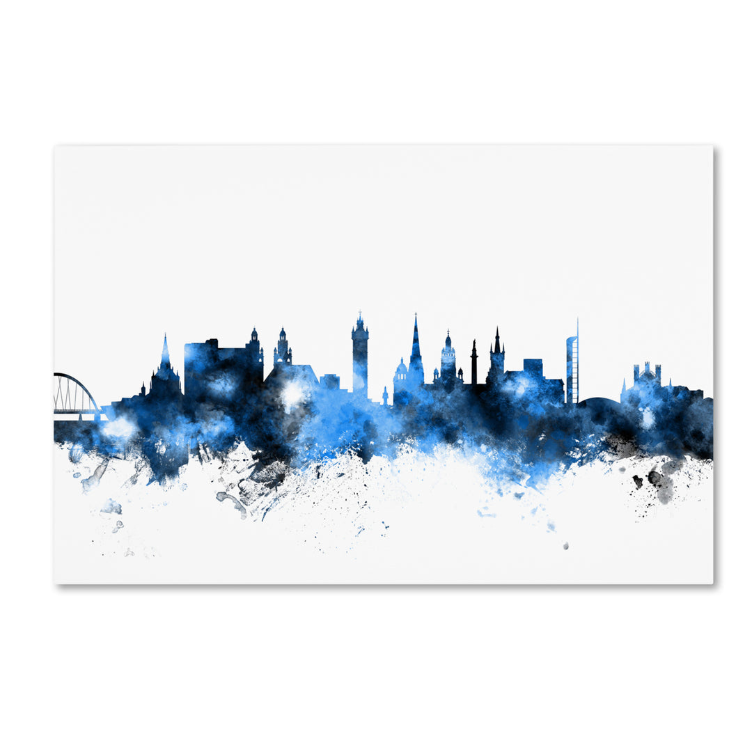 Michael Tompsett Glasgow Scotland Skyline White Canvas Art 16 x 24 Image 1