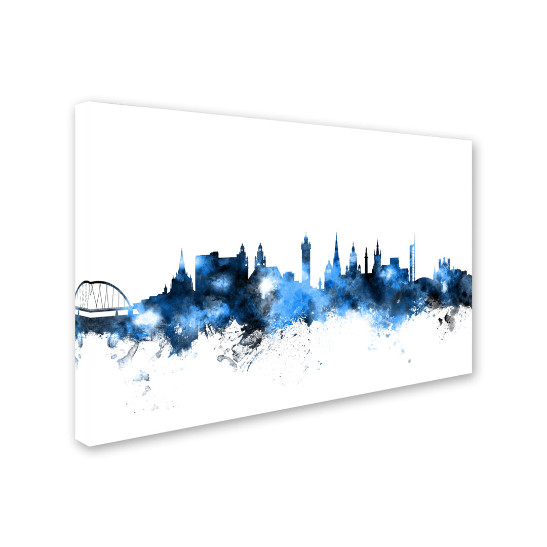 Michael Tompsett Glasgow Scotland Skyline White Canvas Art 16 x 24 Image 2