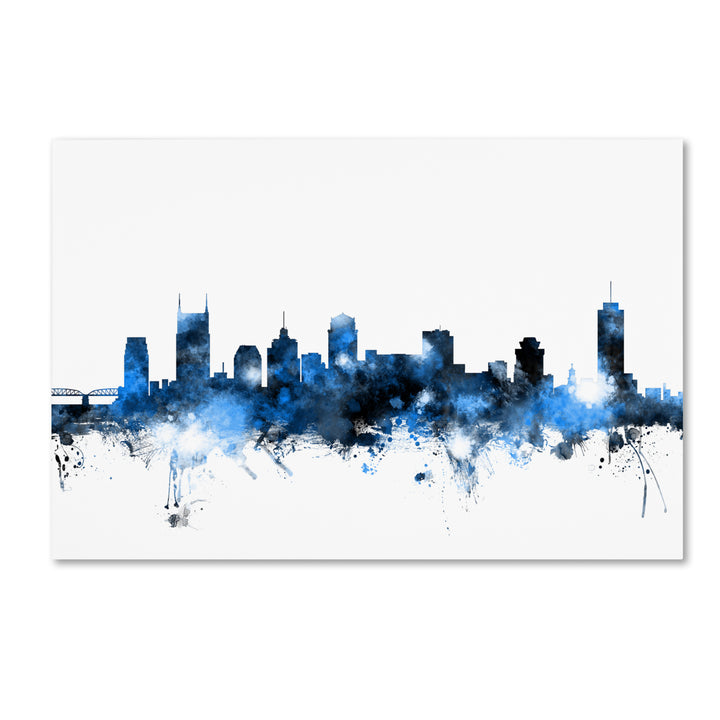 Michael Tompsett Nashville Tennessee Skyline White Canvas Art 16 x 24 Image 1