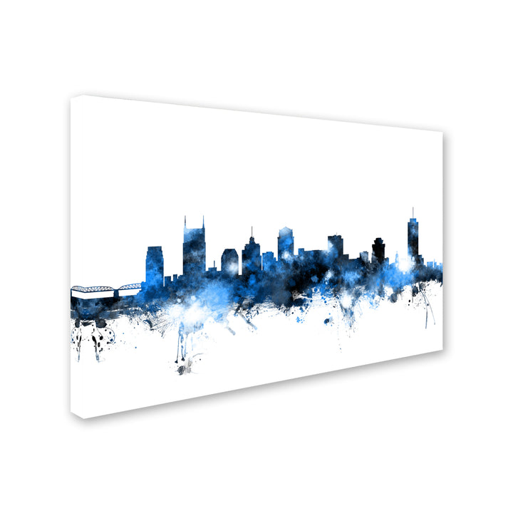 Michael Tompsett Nashville Tennessee Skyline White Canvas Art 16 x 24 Image 2