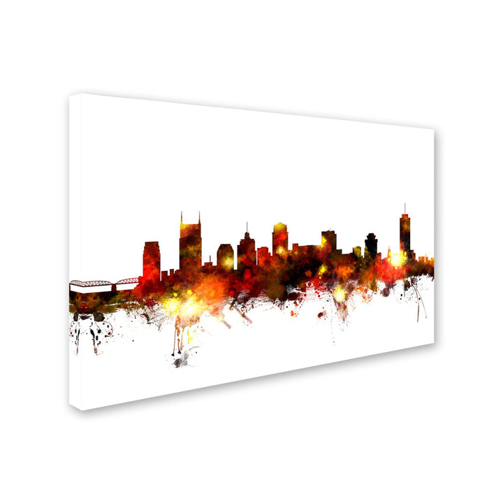 Michael Tompsett Nashville Tennessee Skyline Red Canvas Art 16 x 24 Image 2