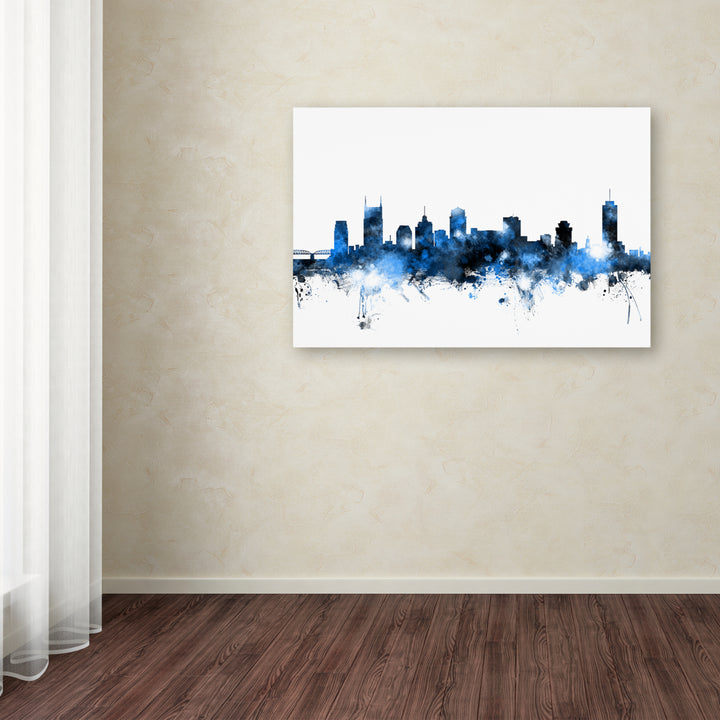 Michael Tompsett Nashville Tennessee Skyline White Canvas Art 16 x 24 Image 3