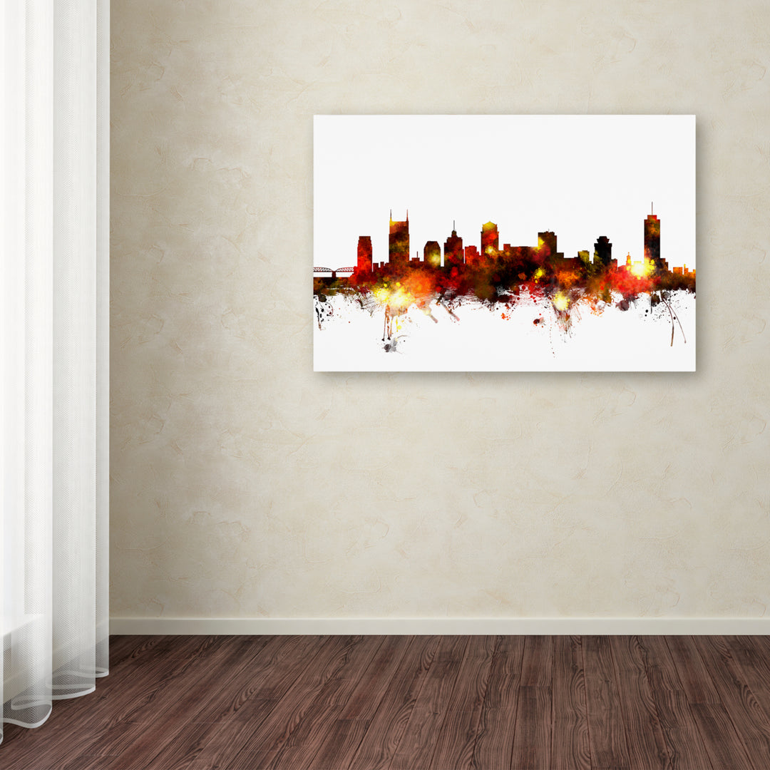 Michael Tompsett Nashville Tennessee Skyline Red Canvas Art 16 x 24 Image 3