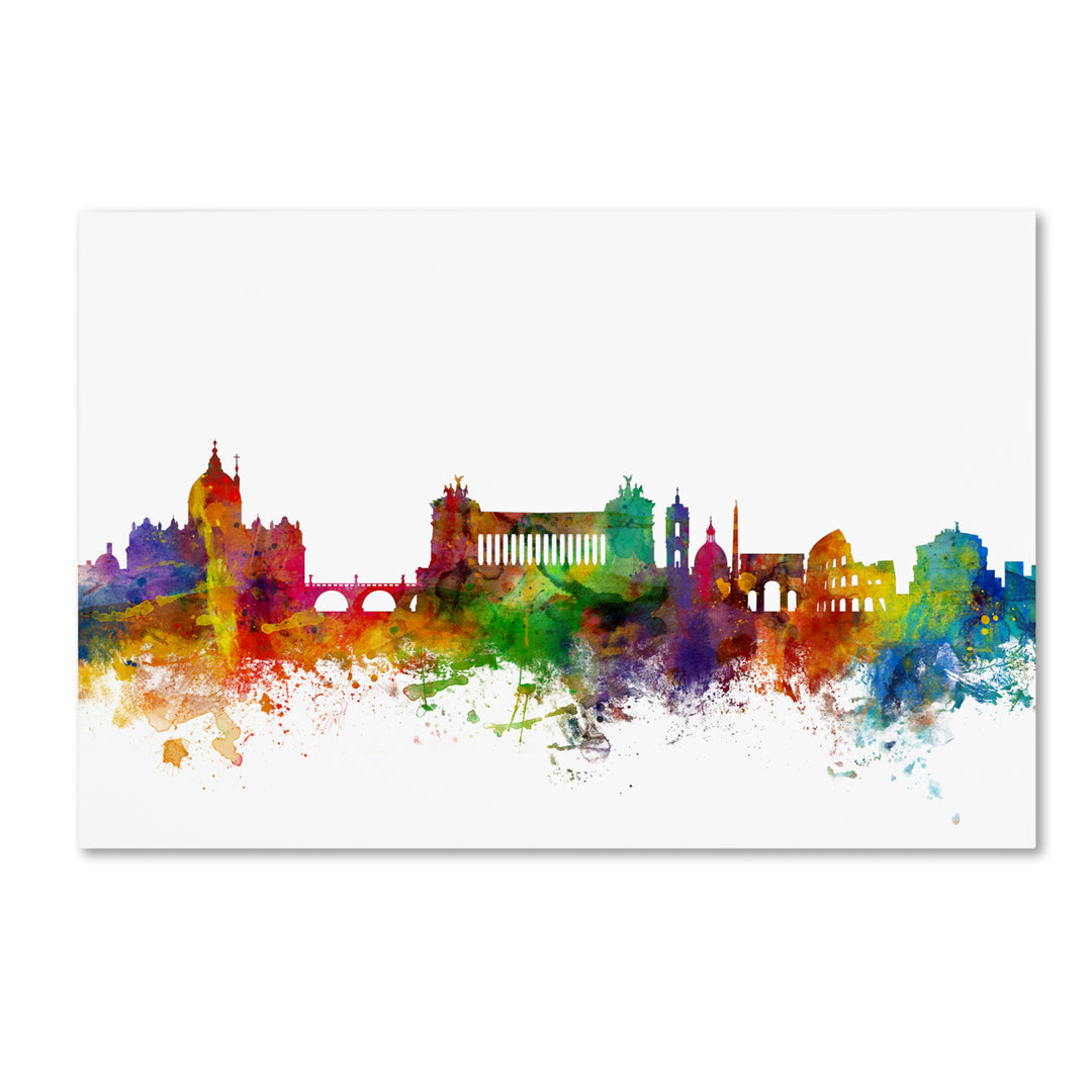 Michael Tompsett Rome Italy Skyline White Canvas Art 16 x 24 Image 1