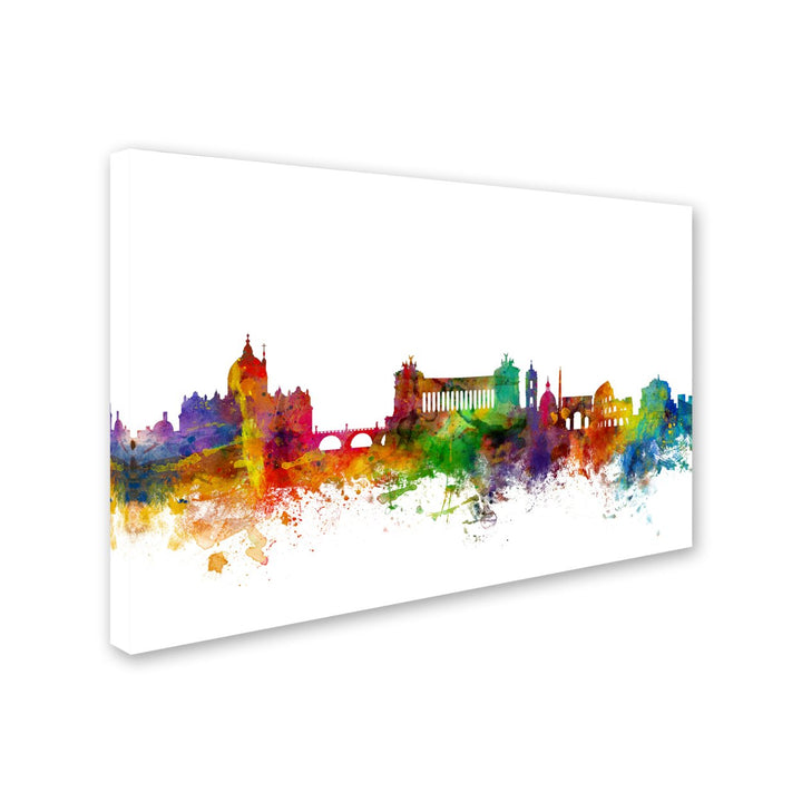 Michael Tompsett Rome Italy Skyline White Canvas Art 16 x 24 Image 2