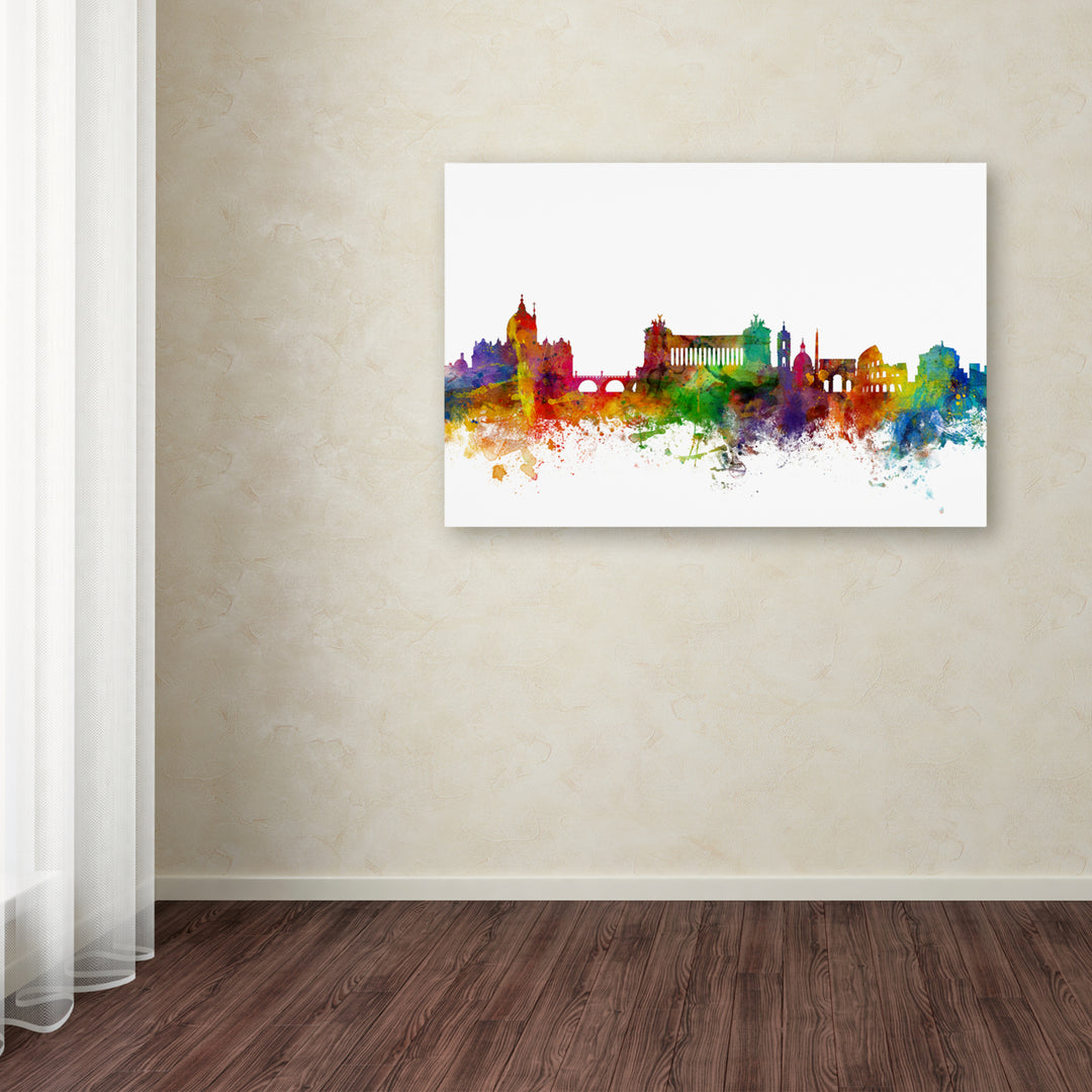 Michael Tompsett Rome Italy Skyline White Canvas Art 16 x 24 Image 3