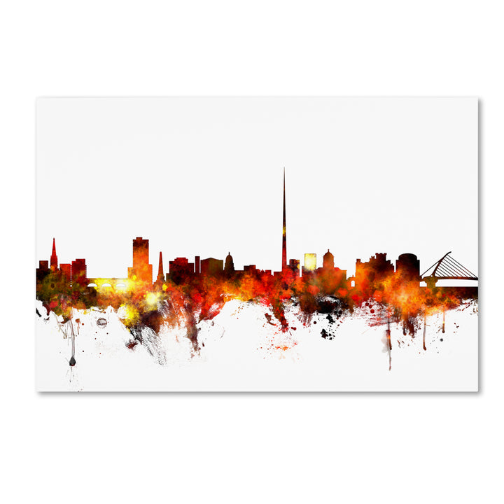 Michael Tompsett Dublin Ireland Skyline Red Canvas Art 16 x 24 Image 1