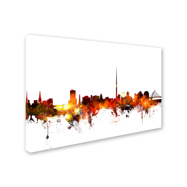 Michael Tompsett Dublin Ireland Skyline Red Canvas Art 16 x 24 Image 2