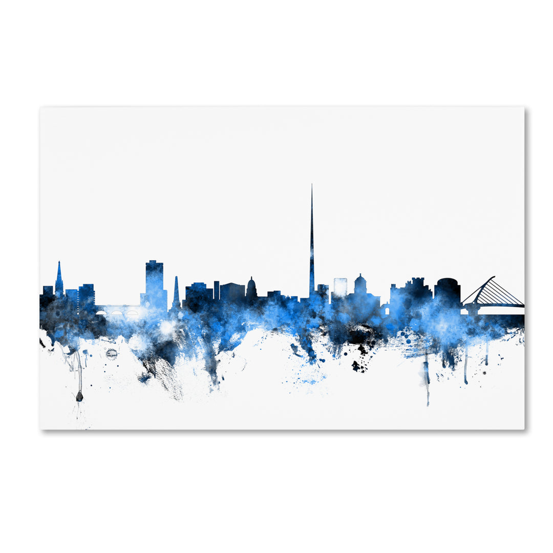 Michael Tompsett Dublin Ireland Skyline White Canvas Art 16 x 24 Image 1