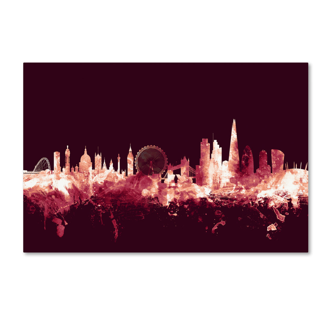 Michael Tompsett London England Skyline Maroon Canvas Art 16 x 24 Image 1